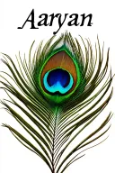 peacock feather with the name Aaryan above it  tattoo design idea