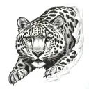 snow leopard on the prowl tattoo design idea