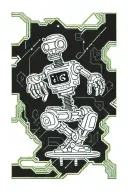 A small bender from futurama hanging from a finger tattoo design idea