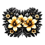 goldflame honeysuckle flowers intertwined with vines and leaves. Have there be a lot of small flowers  tattoo design idea