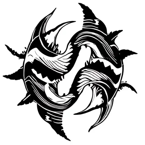 Sharks in a yin and yang formation with them being realistic tattoo design idea