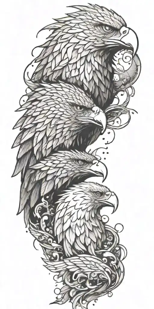 An eagle and a lion engaged in a fierce battle between heaven and hell tattoo design idea