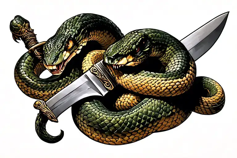 Snake wrapped around sword tattoo design idea