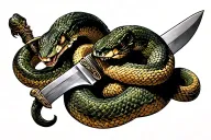 Snake wrapped around sword tattoo design idea