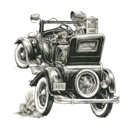 old Hollywood route 66 vintage car movie stars tattoo design idea