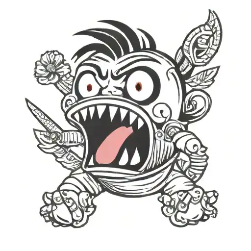 old school black and white tattoo of noodle gorillaz tattoo design idea