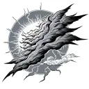 thunderstorm parted by the sun tattoo design idea