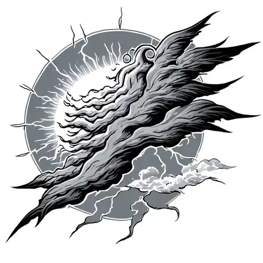 thunderstorm parted by the sun tattoo design idea