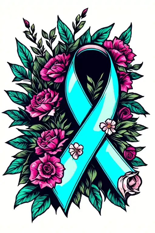 Ovarian Cancer ribbon tattoo design idea