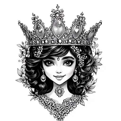 princess tiara with Malani and Naomi incorporated  tattoo design idea