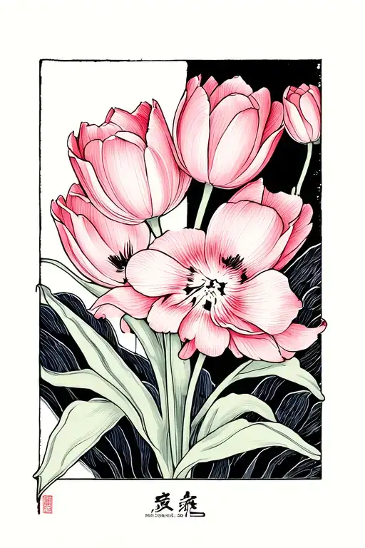 tulips and civil engineering tattoo design idea