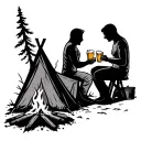 tent,campfire,bestfriends,beer,gaming tattoo design idea