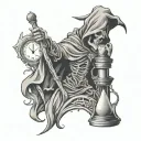 grim reaper holding sand clock tattoo design idea