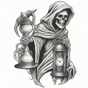 grim reaper holding sand clock tattoo design idea