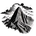 machu picchu mountains only tattoo design idea