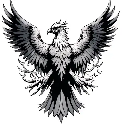 phoenix with outstretched wings tattoo design idea
