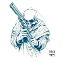 "Nice try!" Grim Reaper With Gun tattoo design idea