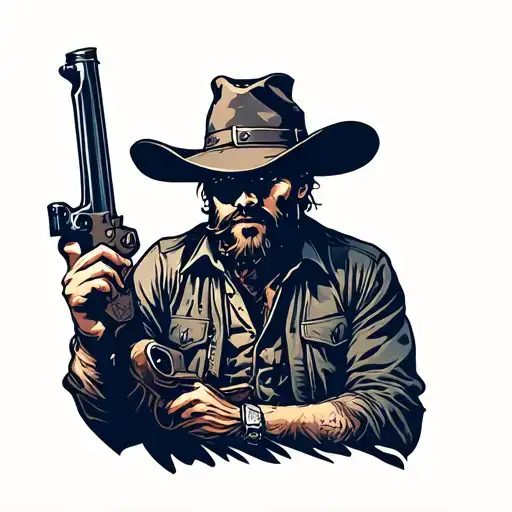 Minimalist tattoo inspired by the game Red Dead Redemption 2, just traces and shading tattoo design idea