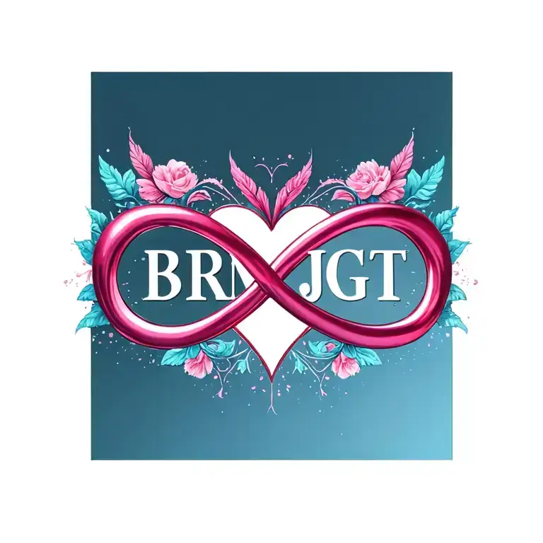 "BRMJGT" "BRMJGT" "BRMJGT" "BRM JGT"  forming infinity symbol heart tattoo design idea