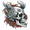 phoenix human skull tattoo design idea