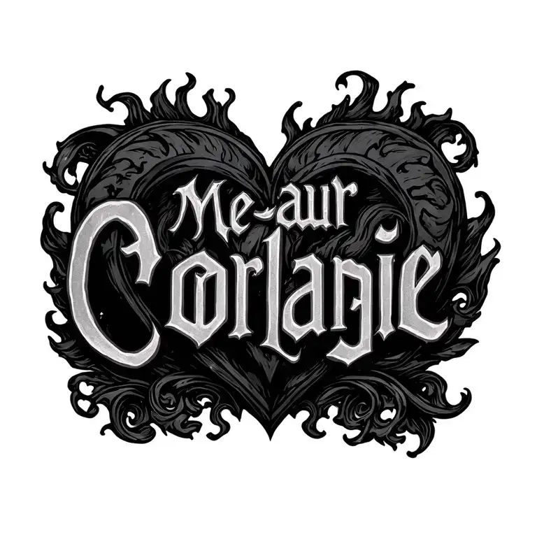 "Mélanie" Coeur Corloge Fire tattoo design idea