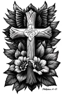 crosss with Philippians 4:13 written tattoo design idea