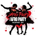 "AFRO PARTY VALENTINES DAY" AFRO PARTY pepole dancing together symbolizing tattoo design idea