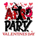 "AFRO PARTY VALENTINES DAY" AFRO PARTY pepole dancing together symbolizing tattoo design idea