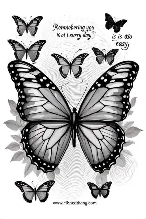 Lots of butterflies with fingerprints in the wings and something saying remembering you is easy I do it every day  tattoo design idea