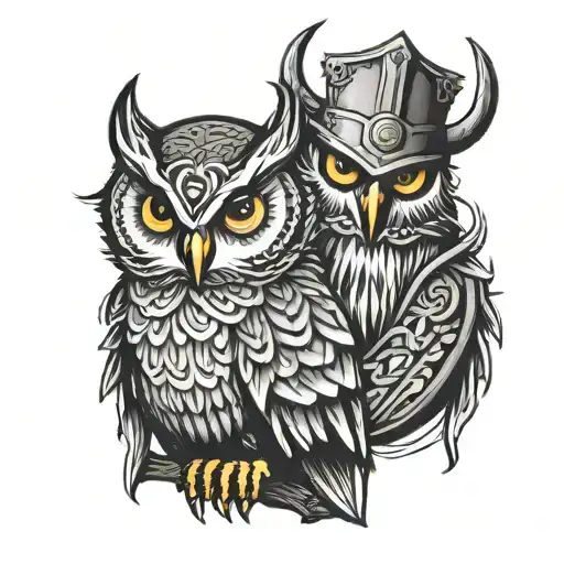 owl and Viking  tattoo design idea