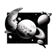 planet venus and moon tattoo design idea
