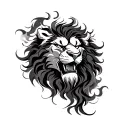 create a traditional black and grey hybrid lion japanese style, with fine line as a cover up tattoo tattoo design idea