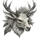 stag skull tattoo design idea