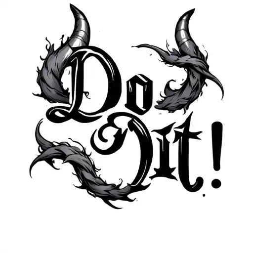 devil horns text 'Do It' devil's tails tattoo design idea