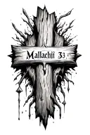 "Malachi 3:3" nail through wood cross tattoo design idea