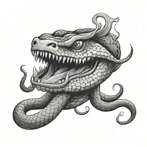 snake face with tongue coming tattoo design idea