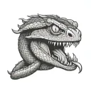 snake face with tongue coming tattoo design idea