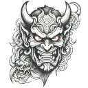 japanese devil oni mask with 666 as eyes  tattoo design idea