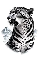 snow leopard mountains tattoo design idea
