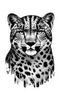 snow leopard mountains tattoo design idea