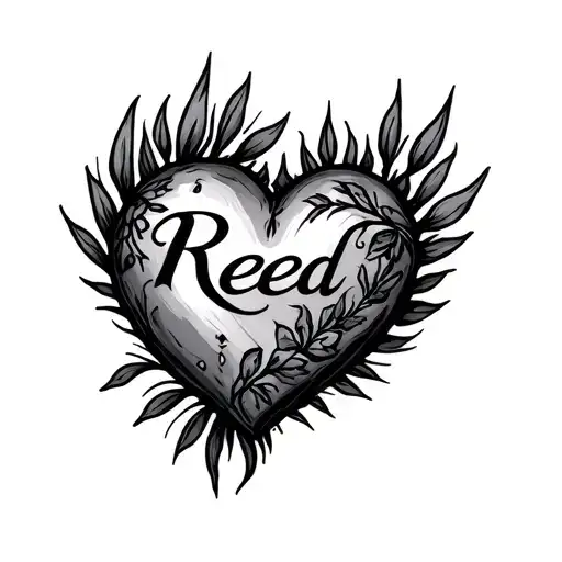 Fancy Heart with the name Reed in it tattoo design idea
