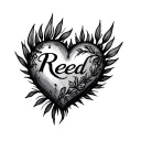 Fancy Heart with the name Reed in it tattoo design idea