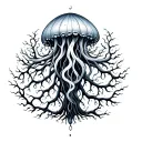 tree of life in the form of a jellyfish tattoo design idea