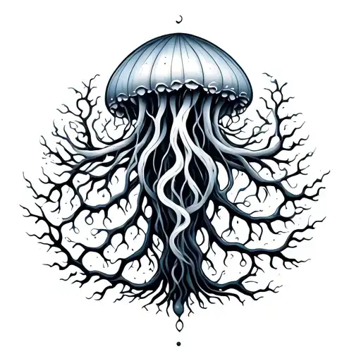 tree of life in the form of a jellyfish tattoo design idea