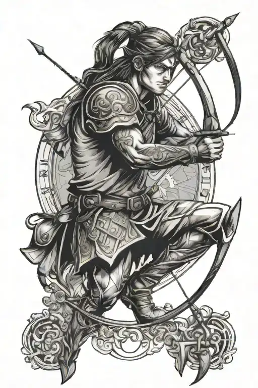 Sagittarius archer shooting tattoo design idea