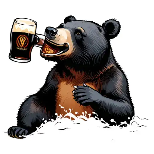 black bear drinking guinness tattoo design idea