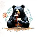 black bear drinking guinness tattoo design idea