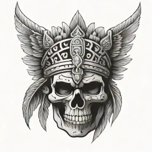 Aztec skull tattoo design idea