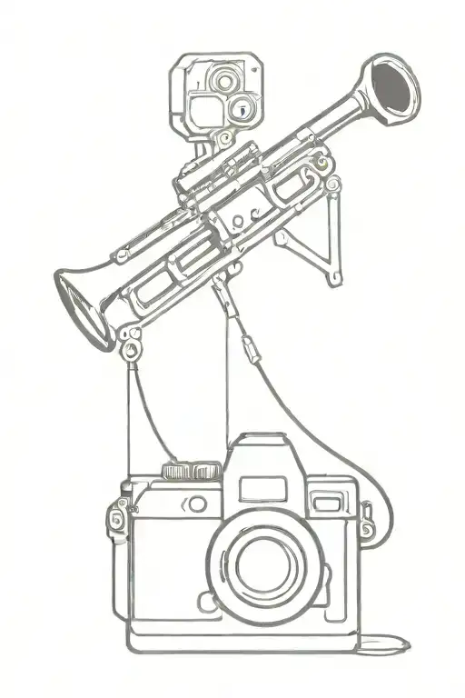 trombone and camera tattoo design idea