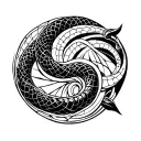Shoulder tat: circle designs or shoulder felt  (Meander) with something that wraps around arm (snake or geo look) tattoo design idea